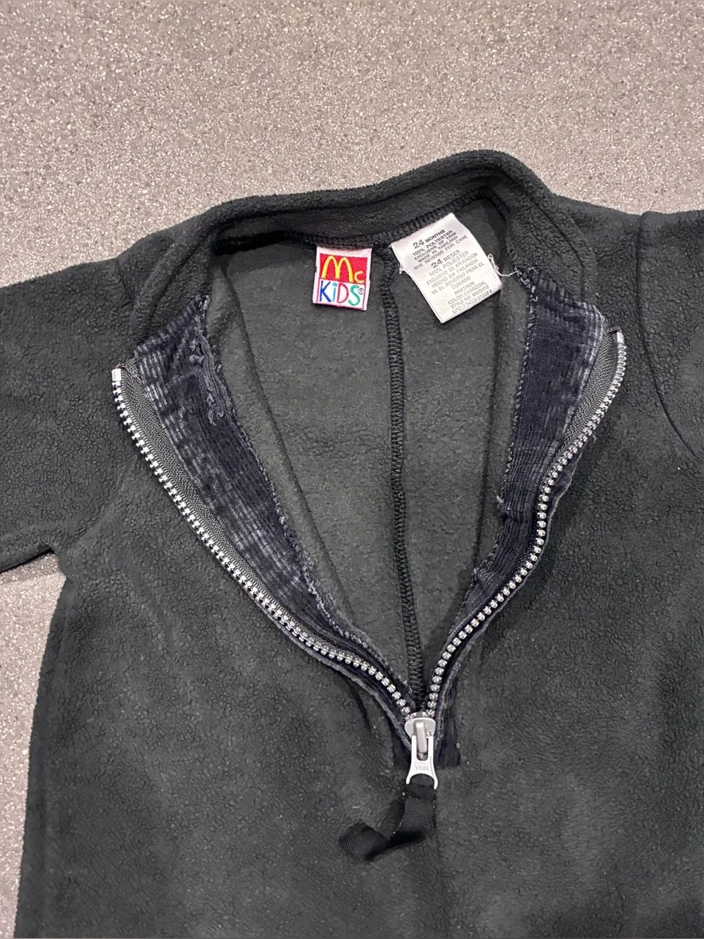 Vintage McKids 24 Months Black Fleece One Piece Romper Coverall 90s Toddler